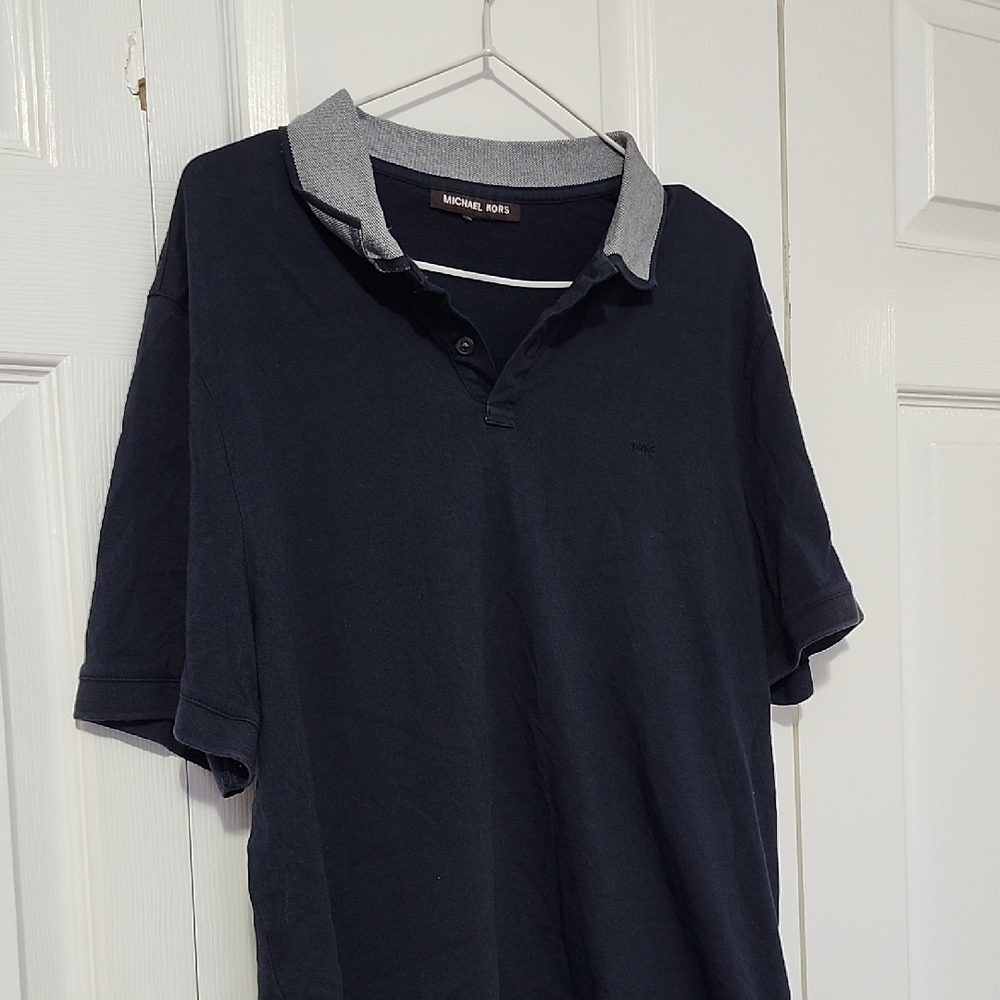 Michael Kors Men's Dark Polo with Gray Collar